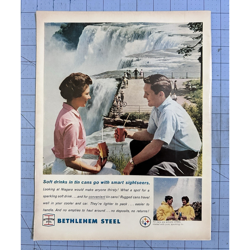1964 Bethlehem Steel Grand Canyon Tourists - Drink Soda Vintage Print Ad